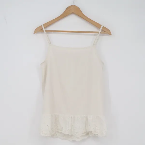 XIYOU Cami Top Womens M X1226 Eyelet Lace Ruffle Cream Adjustable Strap Exc - Image 4