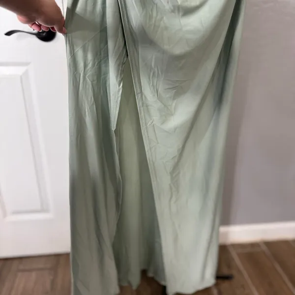 Faeriesty Plus Off Shoulder Ruched Wrap Hem Slit Gown, Green, 1XL - Image 3