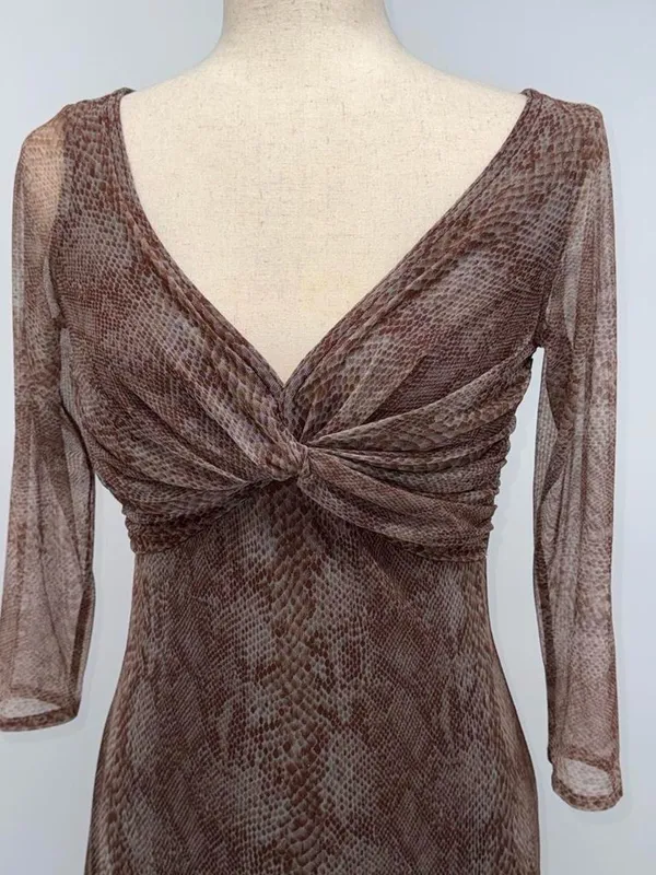 Vintage Brown multi snake print maxi dress size xs/s - Image 2