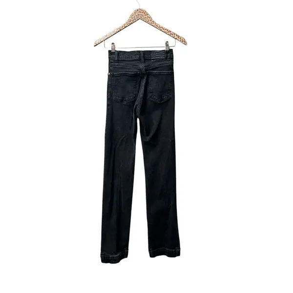 Revice Farrah High Rise Straight Leg Waistband Hem Denim Jeans Midnight Black 26 - Image 5