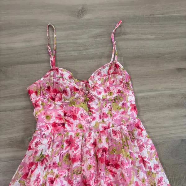 Astr the Label Ferreira Bustier Midi Dress Bright Floral Pink Women Size Small - Image 4