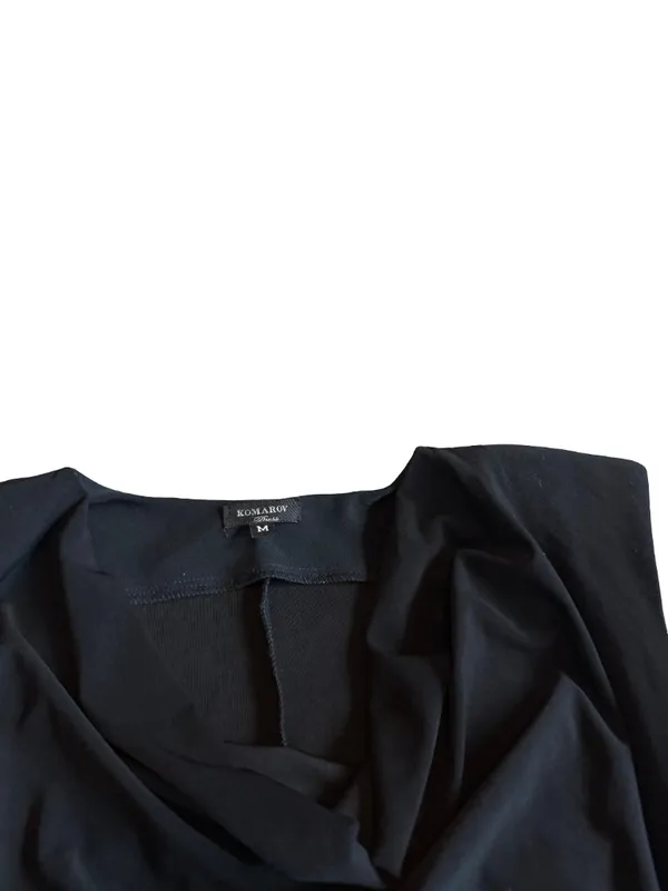 Komarov Black Ruched Cowl Neck Shift Dress Sleeveless Cocktail Medium Women's - Image 6
