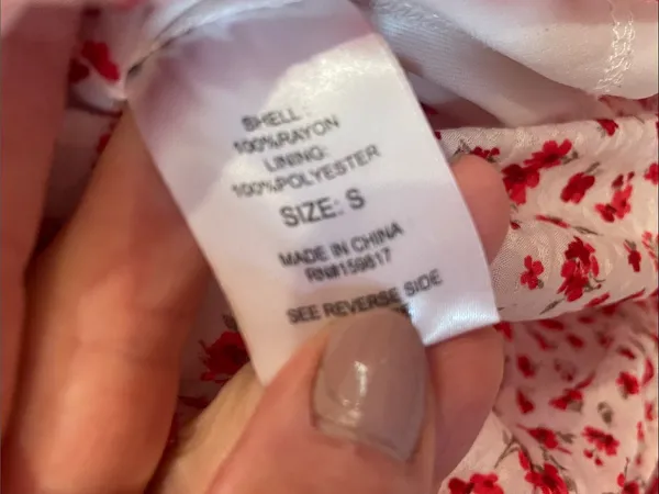 Altar'd State White Maxi Dress with Red + pink Floral Print and Puff Sleeves - Image 4