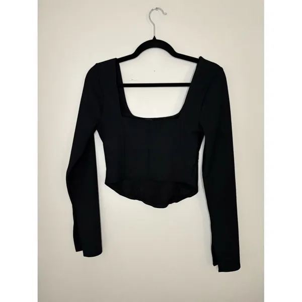Abercrombie & Fitch Black Long Sleeve Corset Crop Top M - Image 5