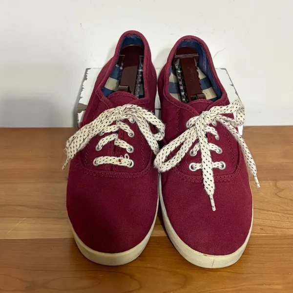Burgundy Canvas Low Top Lace Up Sneakers WMUB4520001 Maroon USA 9 - Image 3