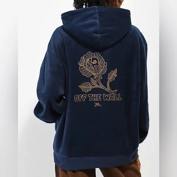 Vans Lizzie Armanto Navy Fleece‎ Hoodie Womens Medium Rose Off The Wall Skate - Image 2