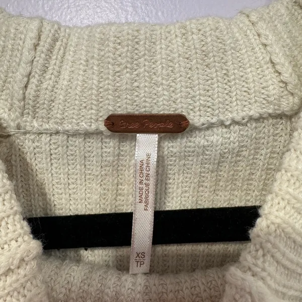 Cozy Cream Free People Riley Mock Neck‎ Knit Sweater - Image 3
