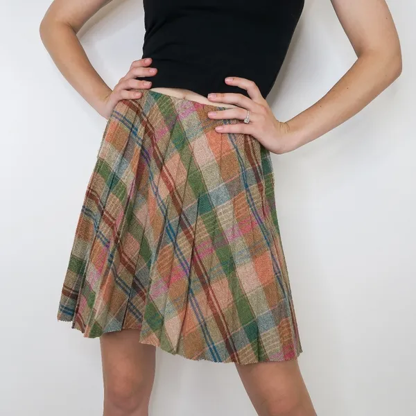 Vintage 60s Pleated Plaid Schoolgirl Mini Skirt - Image 5