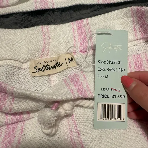 Saltwater Myrtle Beach Pink Stripe Hoodie Shorts Set Medium - Image 9