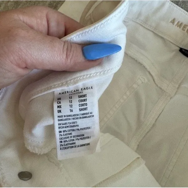 American Eagle Next Level Stretch Women's High Rise Skinny Jeans White 12 Short - Image 5