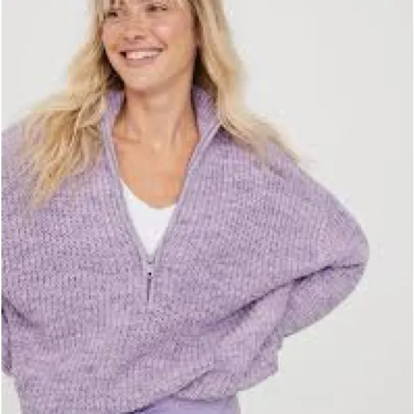 Aerie offline cotton chillside half zip sweater purple size‎ XS. Thumbholes. - Image 7