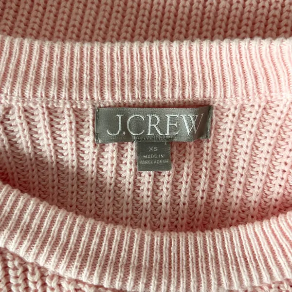 J.Crew Women's Pink Shaker Stitch Cotton Crewneck Raglan Sweater BN190 Size XS - Image 3