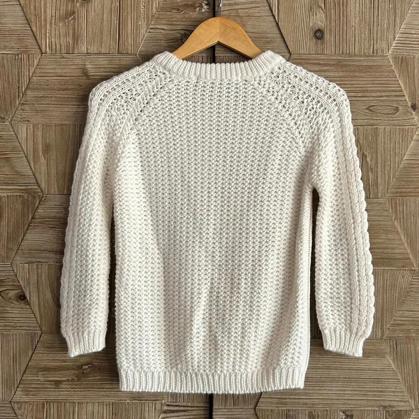 Lara Knit White Cable Knit Crew Neck‎ Pullover Sweater Crochet - Image 3