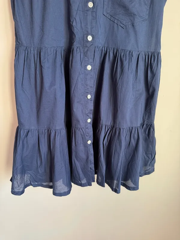 VERONICA BEARD Trisha Tiered Button-Front Mini Shirtdress Medium - Image 7
