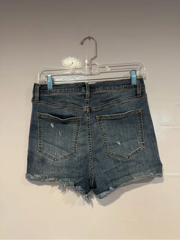 Dark‎ Blue Altar’d State stretchy Distressed Denim Shorts - Women - Image 3