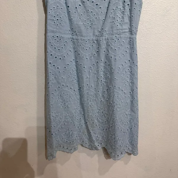 Lulus Light Blue Modern Romantic Eyelet Embroidered Cotton Mini Dress Sz S - Image 4