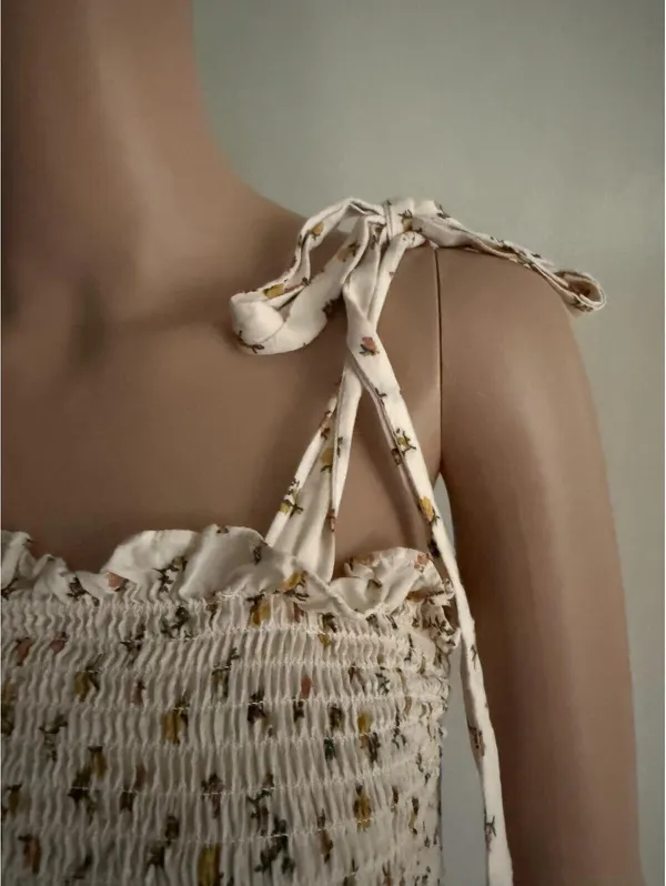 Free People Intimately “Bella” Smocked Mini Dress with Tie Straps - Image 7