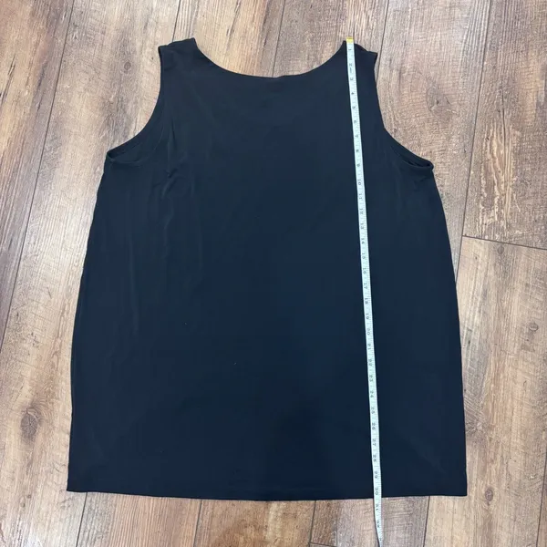 Eileen Fisher Woman 1X Black 100% Silk Scoop Neck Sleeveless Tank Top Blouse - Image 7