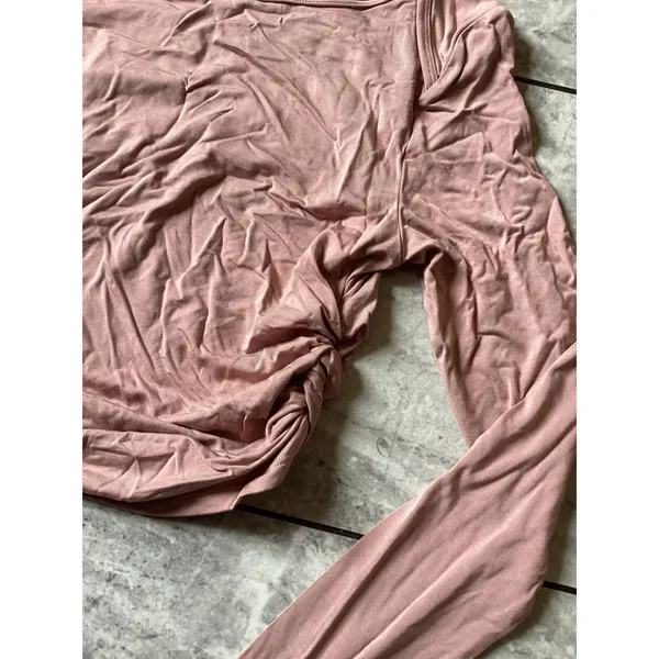 Halara NWOT Womens Long Sleeve Ruched Side Crop Top Pink Viscose Blend Small - Image 2