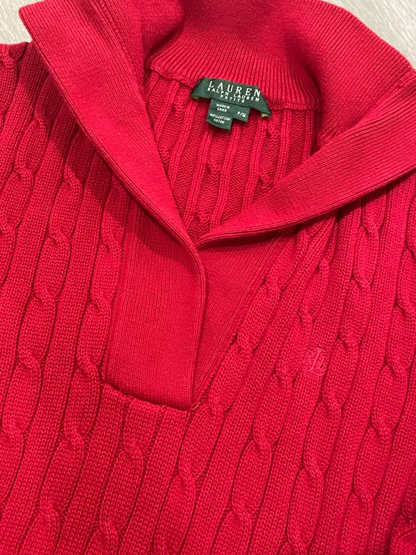 Ralph Lauren Red Cable Knit Sweater - Image 2