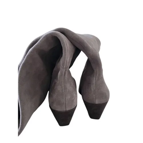 Vince Camuto Grey Suede Over The Knee Boots Pointed Toe Cone Heel 5 Wide Calf - Image 5