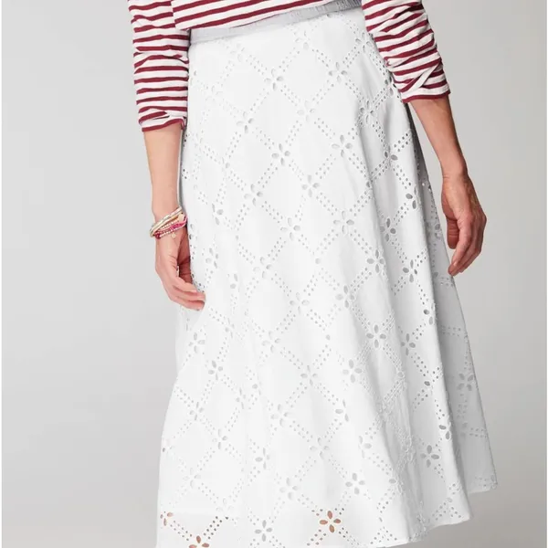New‎ Eyelet Midi Skirt White - Image 4