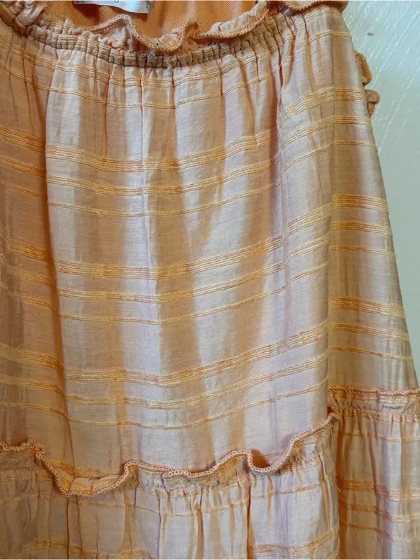 Altar'd State Women's Dress Tiered Mini Tie Straps Lined Gauze Peach Size Small - Image 2