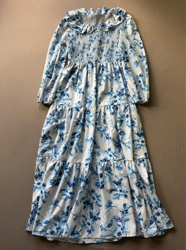 Peasant Floral Smocked Tiered Maxi Dress - Image 2