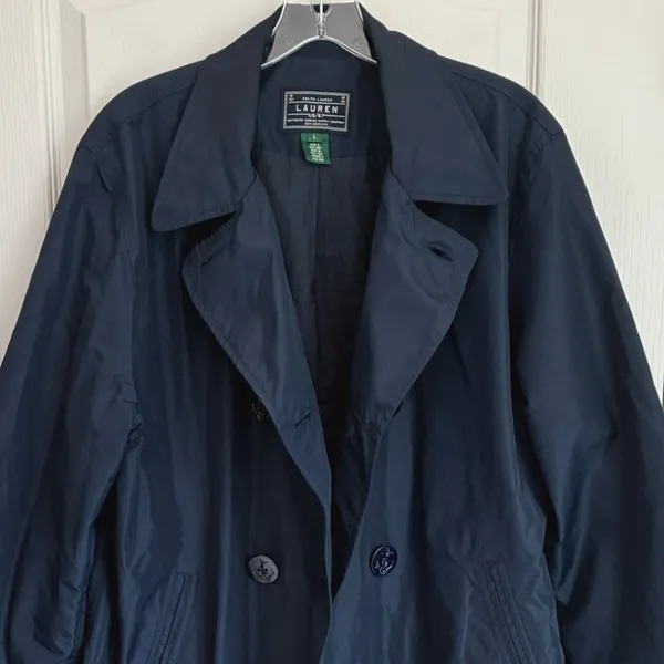 Lauren Ralph Lauren Womens‎ L Navy Nylon Double Breasted Pea Coat US/67 - Image 7