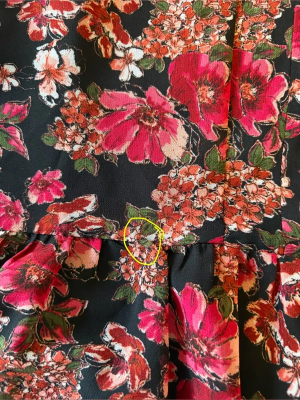 1. State Red Black Floral Puff Sleeve Dress Size Small Ruffle Babydoll Flowers - Image 8