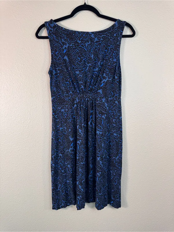 Boden Blue Black Printed Mini Dress Womens 8P Stretch Comfort Sleeveless Casual - Image 2
