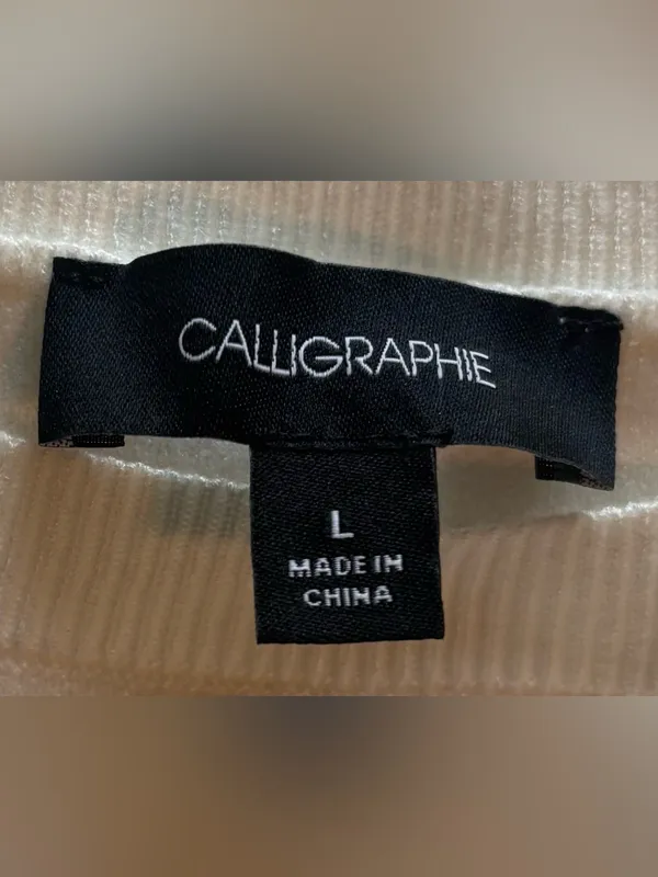 NWT Calligraphie Dachshund Embroidered Puff Sleeve Sweater Top Size Large - Image 6
