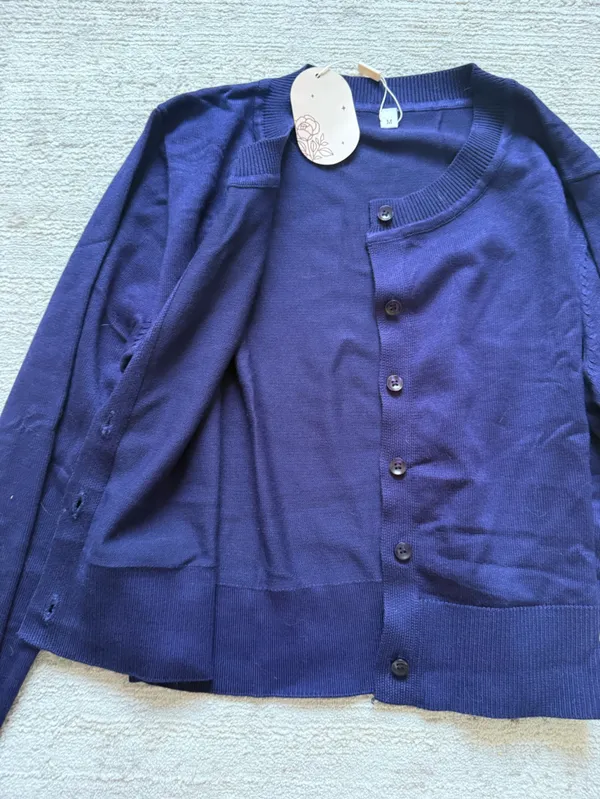 SHEIN Navy Button-Up Cardigan (Size Medium) - Image 5