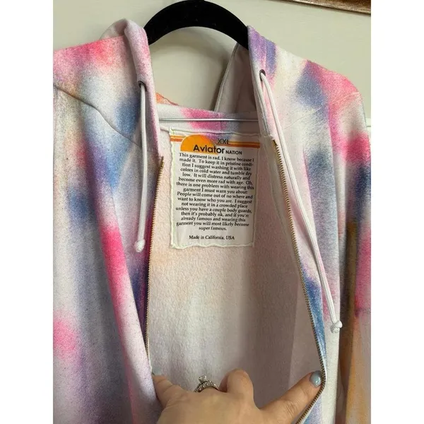 Aviator Nation Artist Collection hand-painted zip pocket hoodie xxl - Image 4
