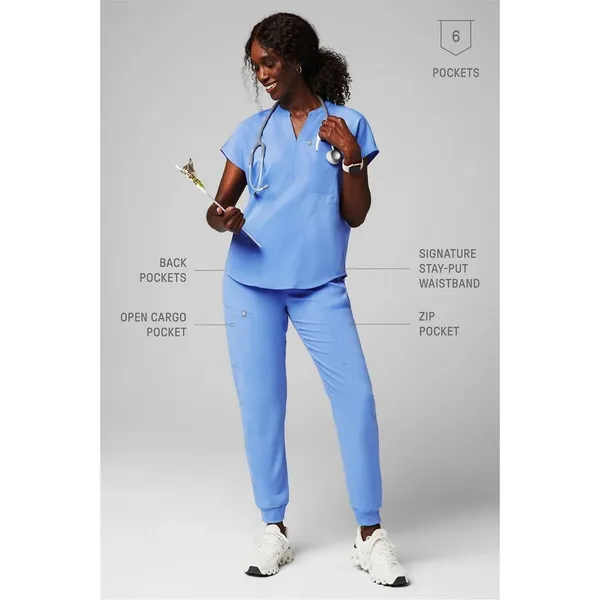 Fabletics Scrub Joggers Womens Small Blue Excellent 6-Pocket Cargo Medical Pants - Image 2