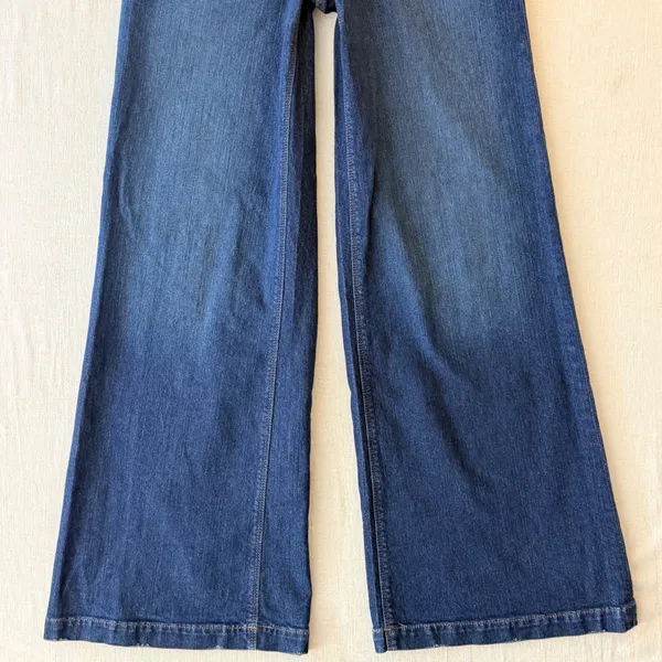 Express Wide Leg Super High Rise Belted Jeans 4R Dark Wash 70s Retro - Image 6