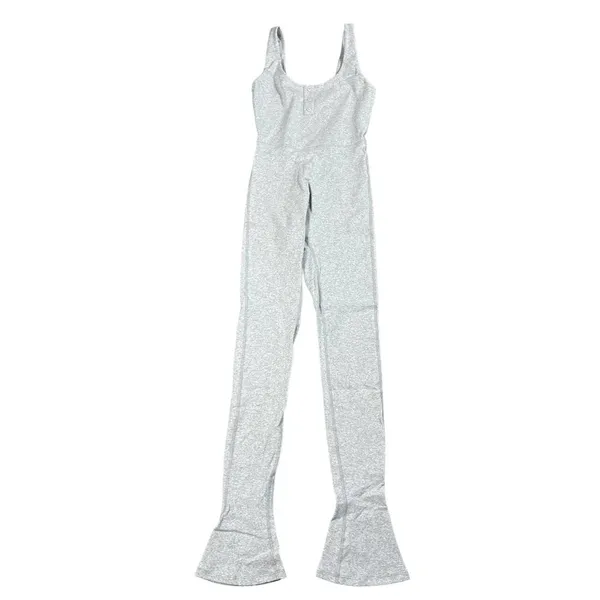 NEW WeWoreWhat Women's Size Small Gray Henley Flare Jumpsuit v6x - Image 4