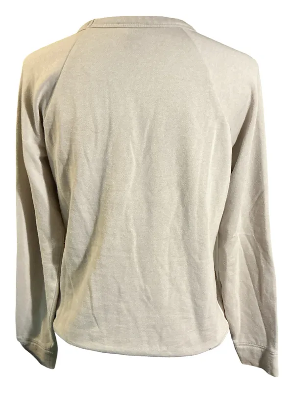 The Limited Plaid Raglan Fleece Top Neutral Grey Red Size M - Image 6