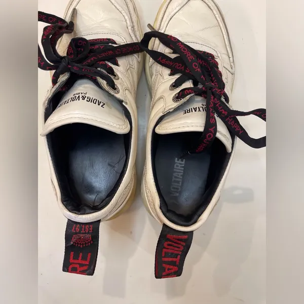 Zadig & Voltaire Women’s Blaze Stylish White Leather Sneakers Size‎ 7.5 (38) - Image 7
