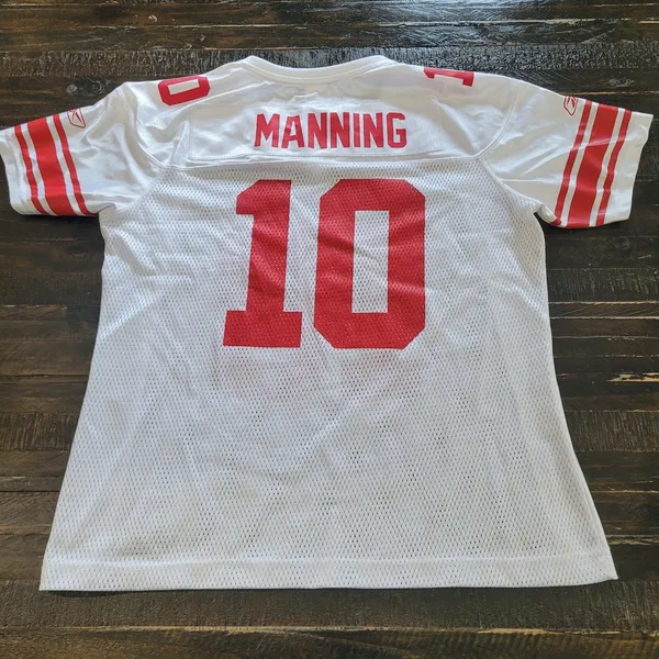 New York Giants Reebok On Field Jersey Women’s Large Eli Manning #10 White NFL - Image 3