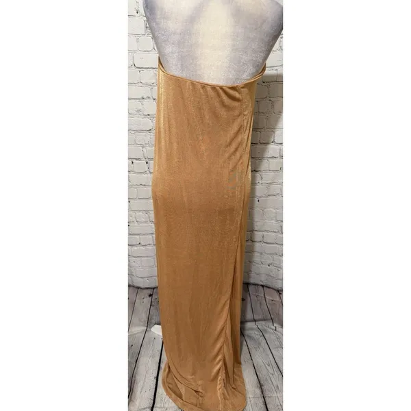 Jluxlabel Gold Slinky Strapless Long Maxi Dress XXL - Image 4