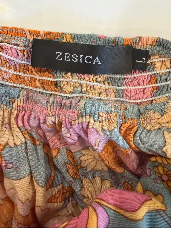 ZESICA Boho Retro Floral Halter Maxi Dress Pink Orange Tiered Sun Dress Large - Image 15