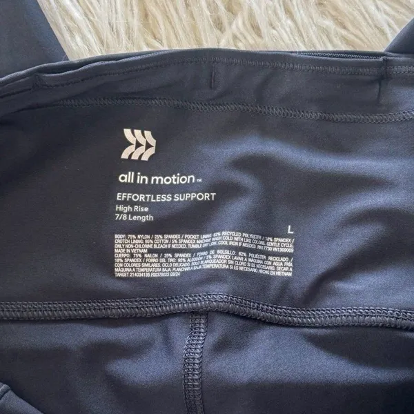 All In Motion Effortless Support Leggings Black Size Large - Image 5