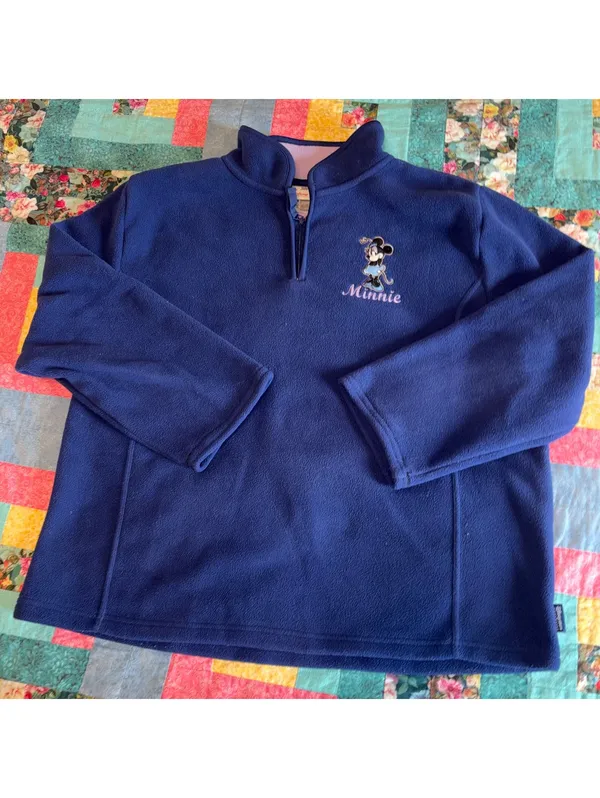 Disney Store Minnie Mouse Woman’s L Navy Blue Fleece Pullover Sweatshirt - Image 2