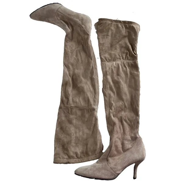 Stuart Weitzman Taupe Suede Tie Model Over-The-Knee Boot Size 9 - Image 8
