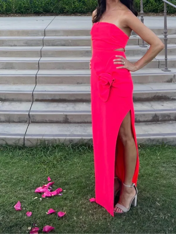 Jewel Badgley Mischka Strapless 3D Floral Maxi in Coral UK12/US8 - Image 3
