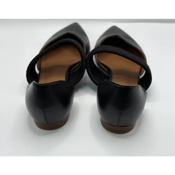 Malone Souliers Maureen‎ Pointed Toe Black Leather Corded Strap Flats Shoes - Image 4