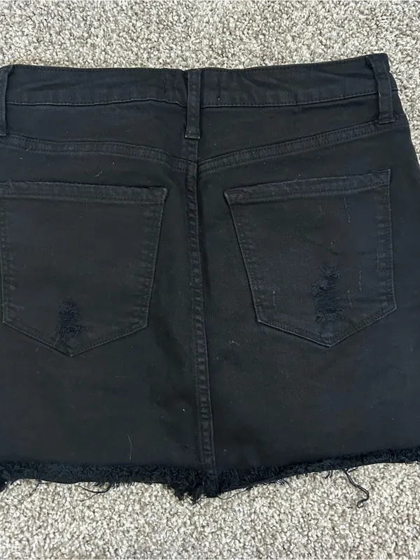 Altar'd State Black Denim Button Front High-Rise Skirt - Image 3