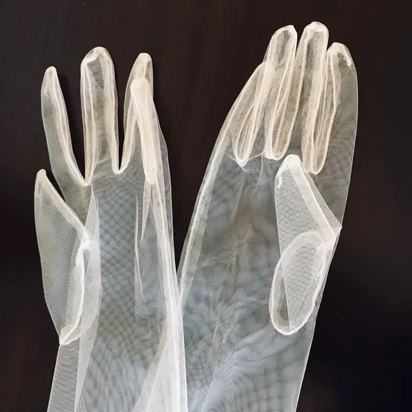 Sheer White Mesh Gloves - Image 5