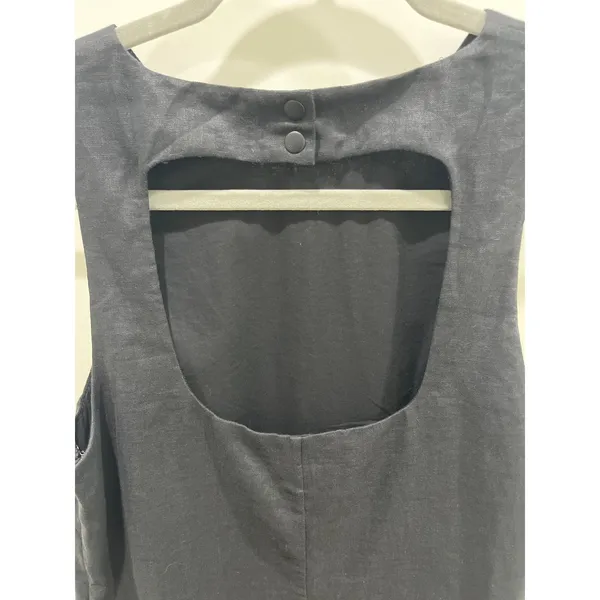 & Other Stories 100% Linen Black Mini Dress w/ Cutout Back Sz 6 - Image 7